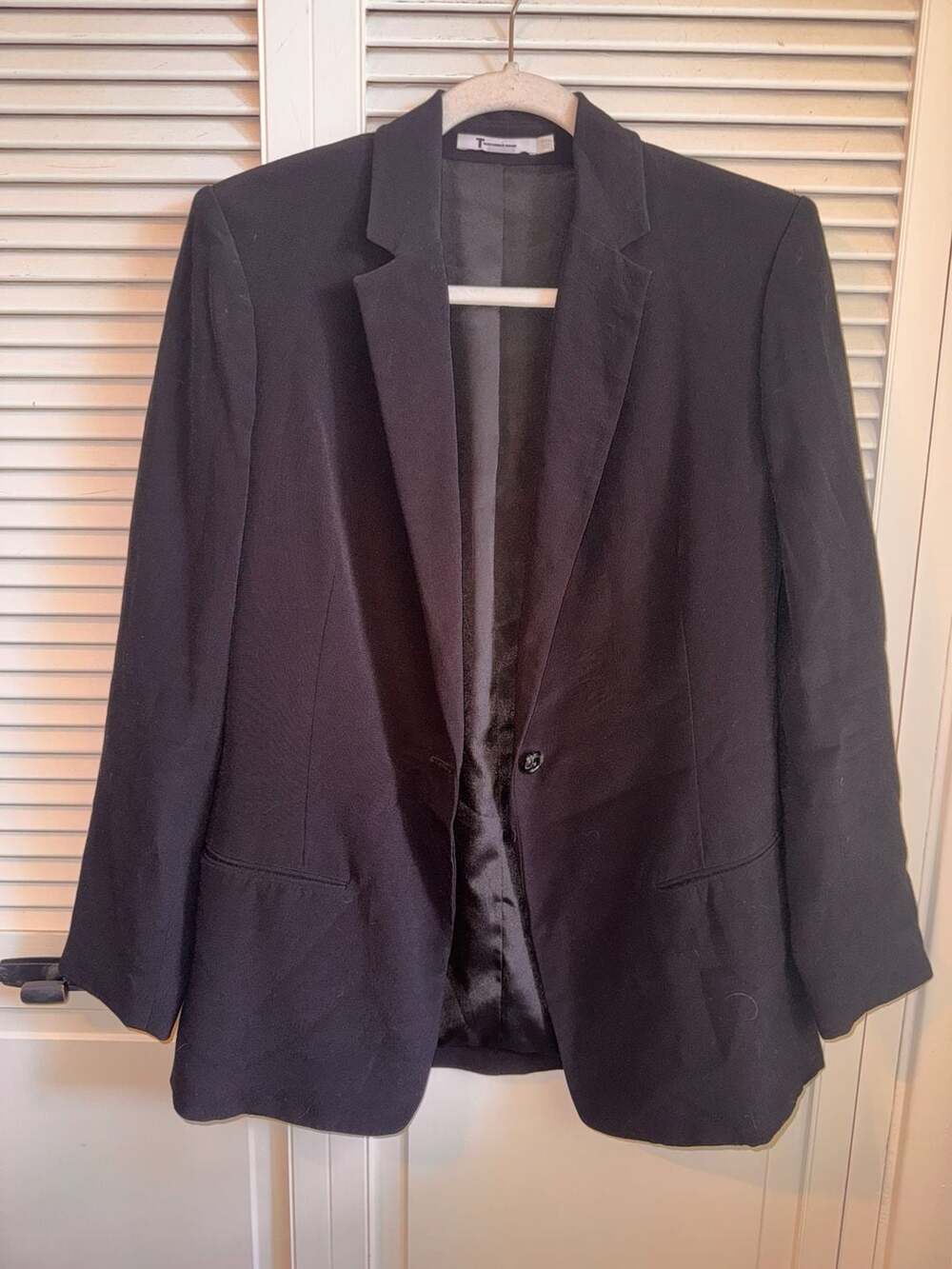 T By Alexander Wang Black Viscose Single Button Blazer Size 4